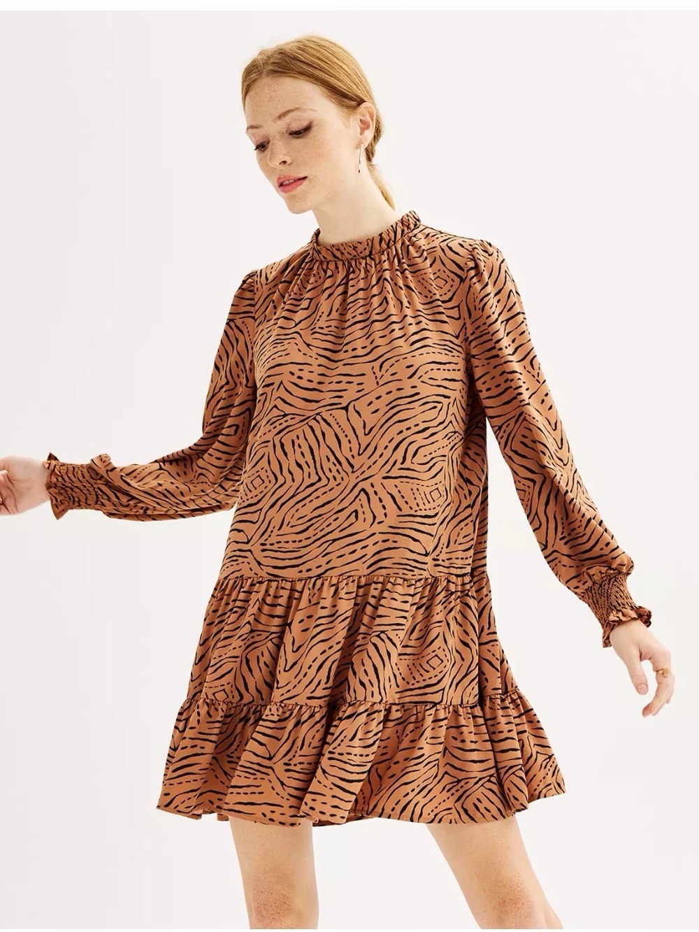 Nine West Rust Brown and Black Animal Print Dress